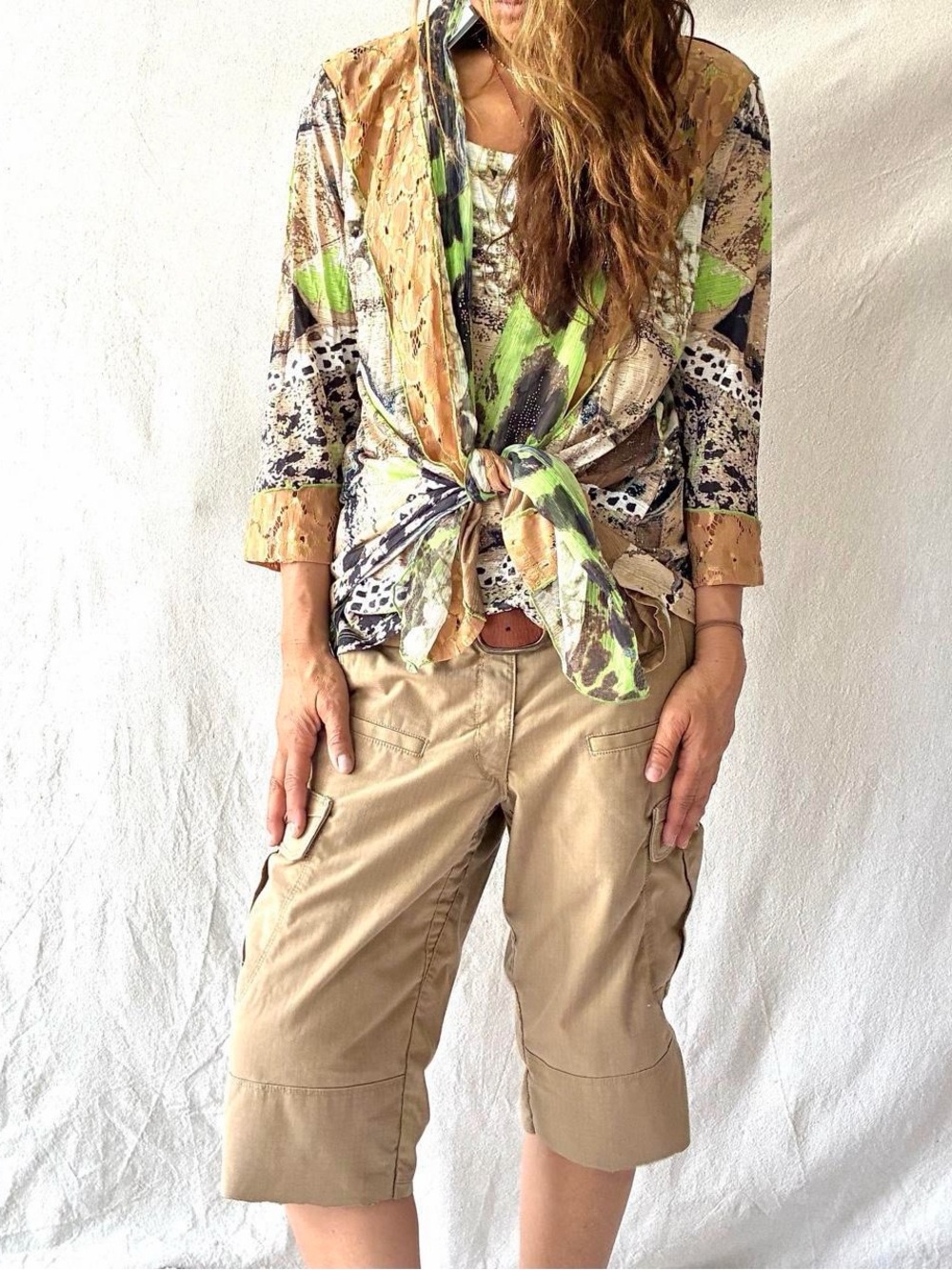 Vintage Alberto Makali open-front kimono style blouse size -m